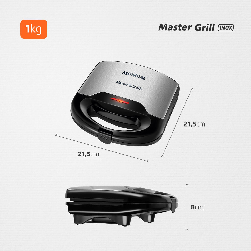 Sanduicheira e Grill Mondial Master S-20 Preto/Inox - 750W 220V