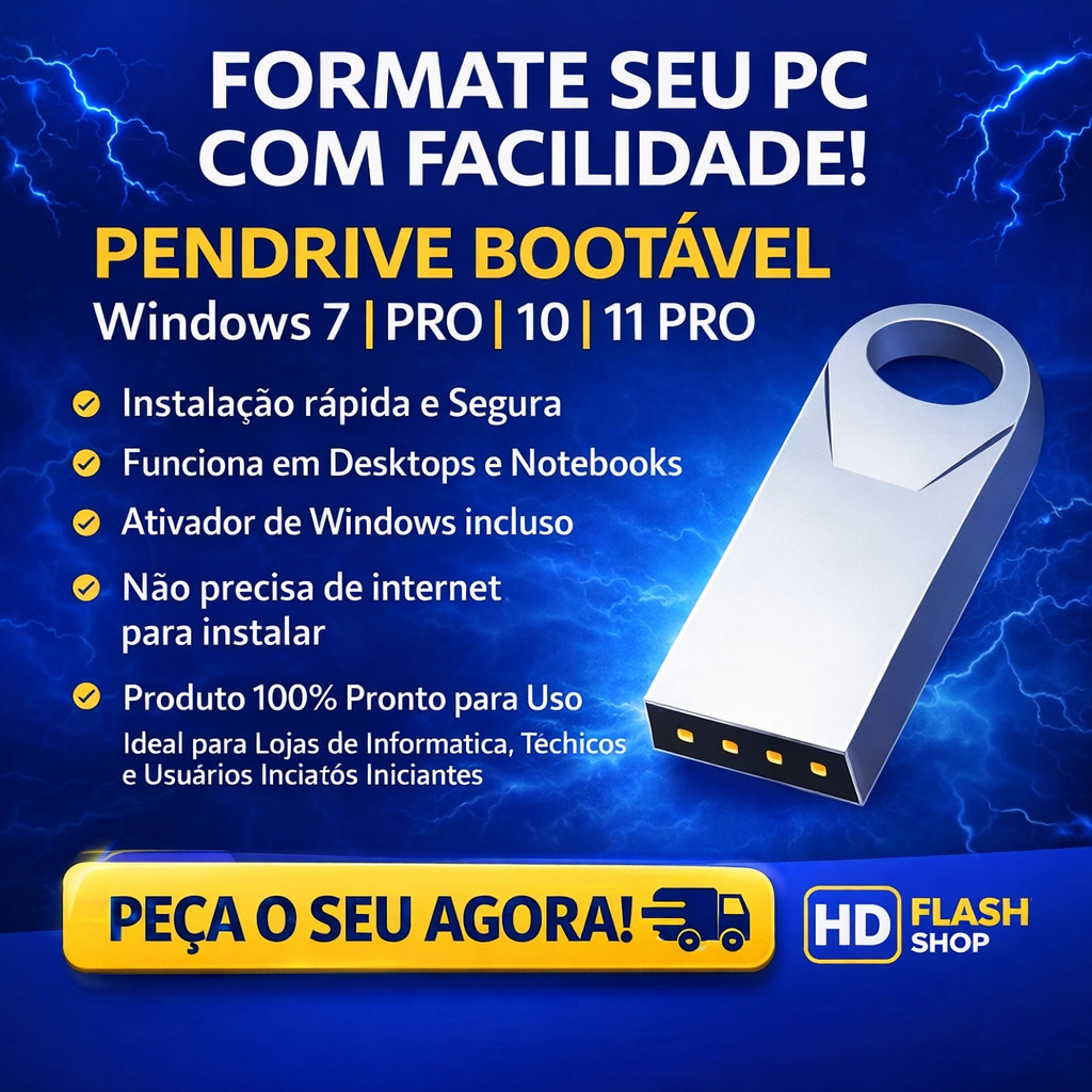Pendrive Windows 7 / 8 / 11(32 ou 64Bits) +Ativador +manual de uso Descrição + Programas em Oferta na Shopee
