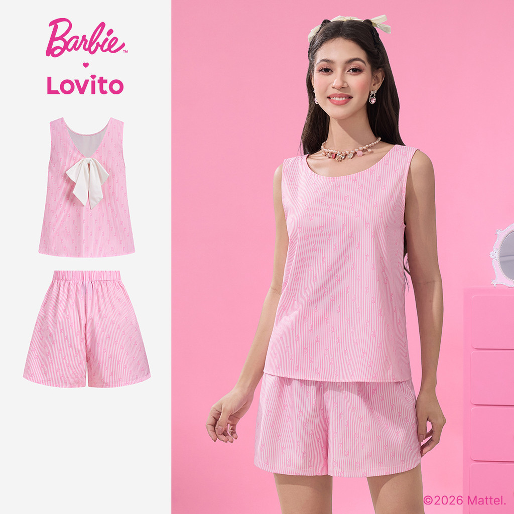 Barbie™ X Lovito Tops ou Bottoms Casuais Primavera/verão Top Rosa Tops ou Bottoms para Mulheres LB1AD047 em Oferta na Shopee