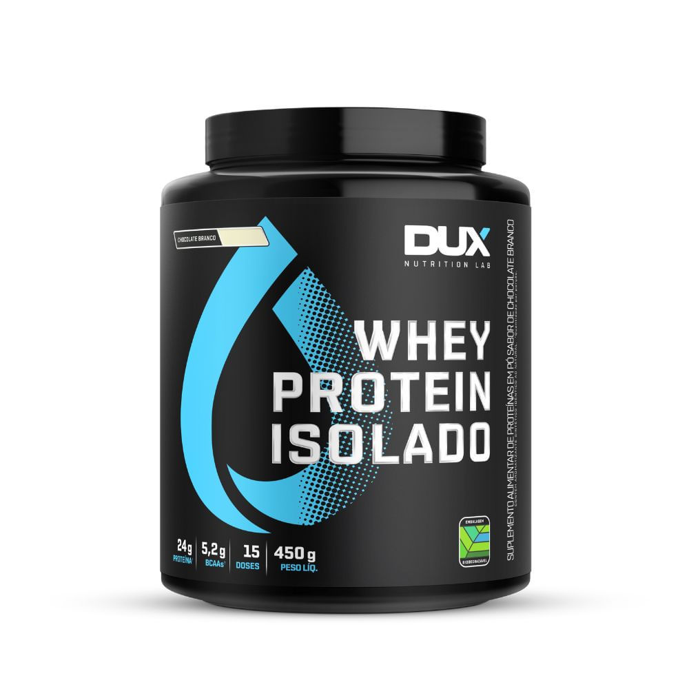 Whey Protein Isolado Dux 24g de Proteínas Chocolate Branco 450g em Oferta na Shopee