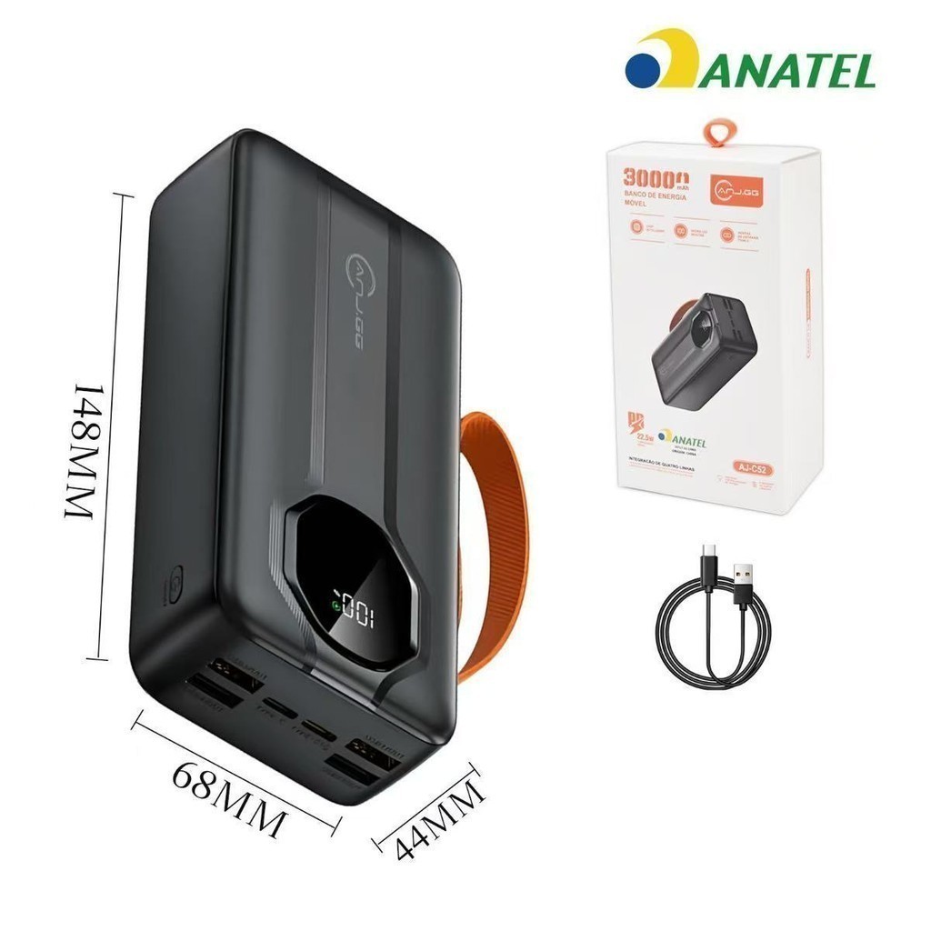 Carregador Power Bank 30000mah Super Rápido Portátil 22,5w jorge em Oferta na Shopee