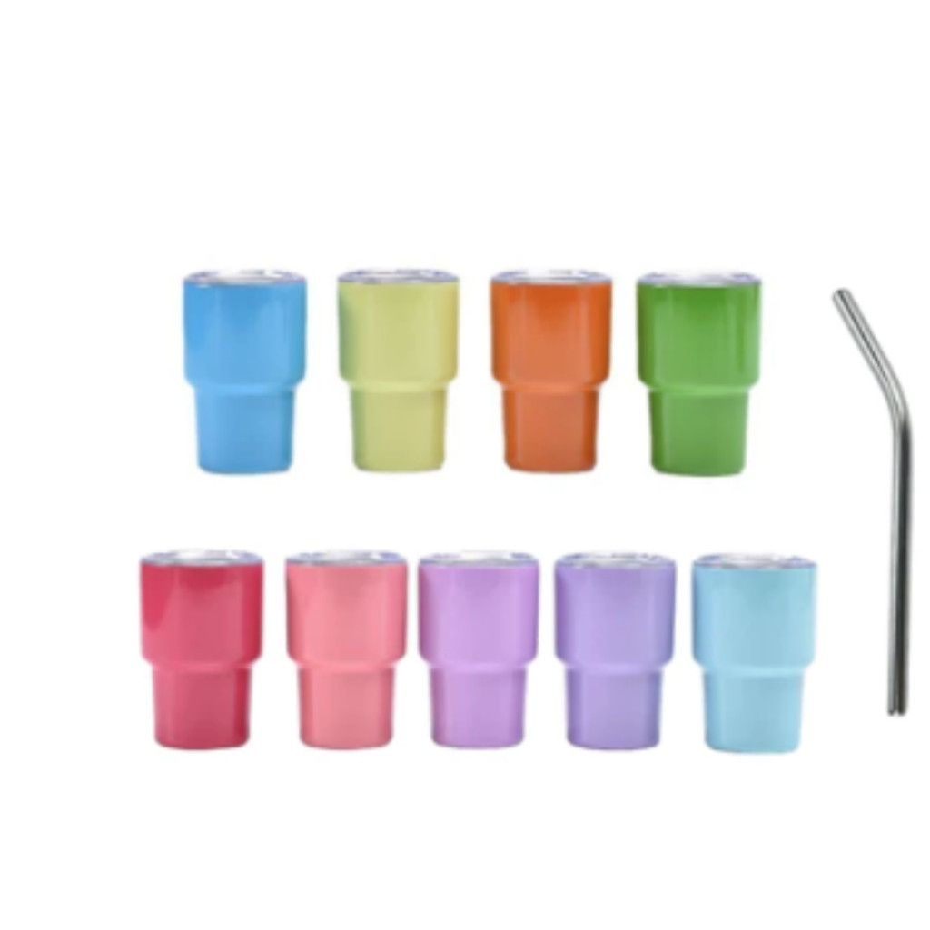 Mini copo térmico c/ canudo, 60 ml, aço inox. Copo Shot Tequila Cachaça