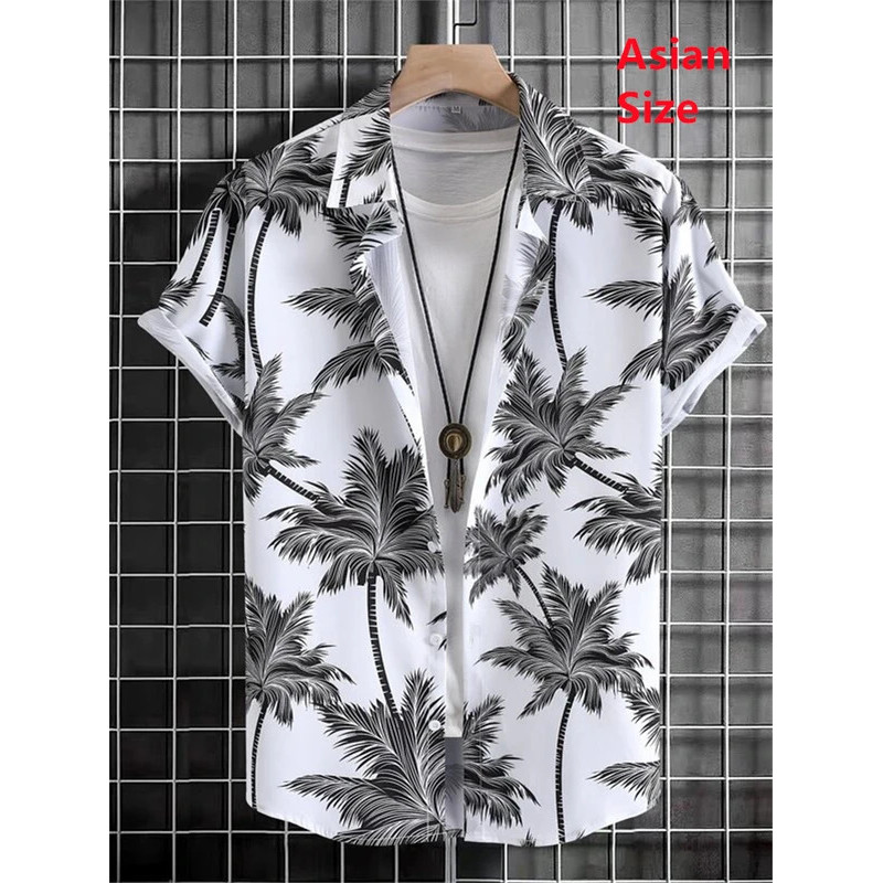 Camisa Masculina Estampada em 3D com Flores de Verão, Camisa de Praia Havaiana para o Verão, Camisa Masculina Respirável