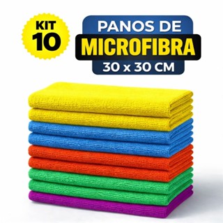 Kit 10 Panos de Limpeza em Microfibra Alta Absorção Multiuso em Oferta na Shopee