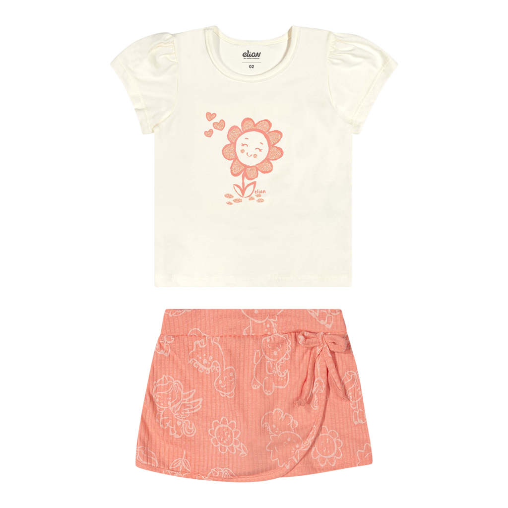 Conjunto Bebê Menina Florzinha Glitter Elian Bege em Oferta na Shopee