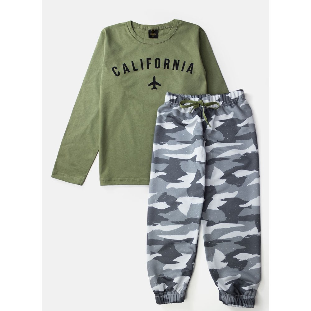 Conjunto Infantil Menino Algodão Meia Estação Estampado Verde Keki Boys -  Criança 2 a 12