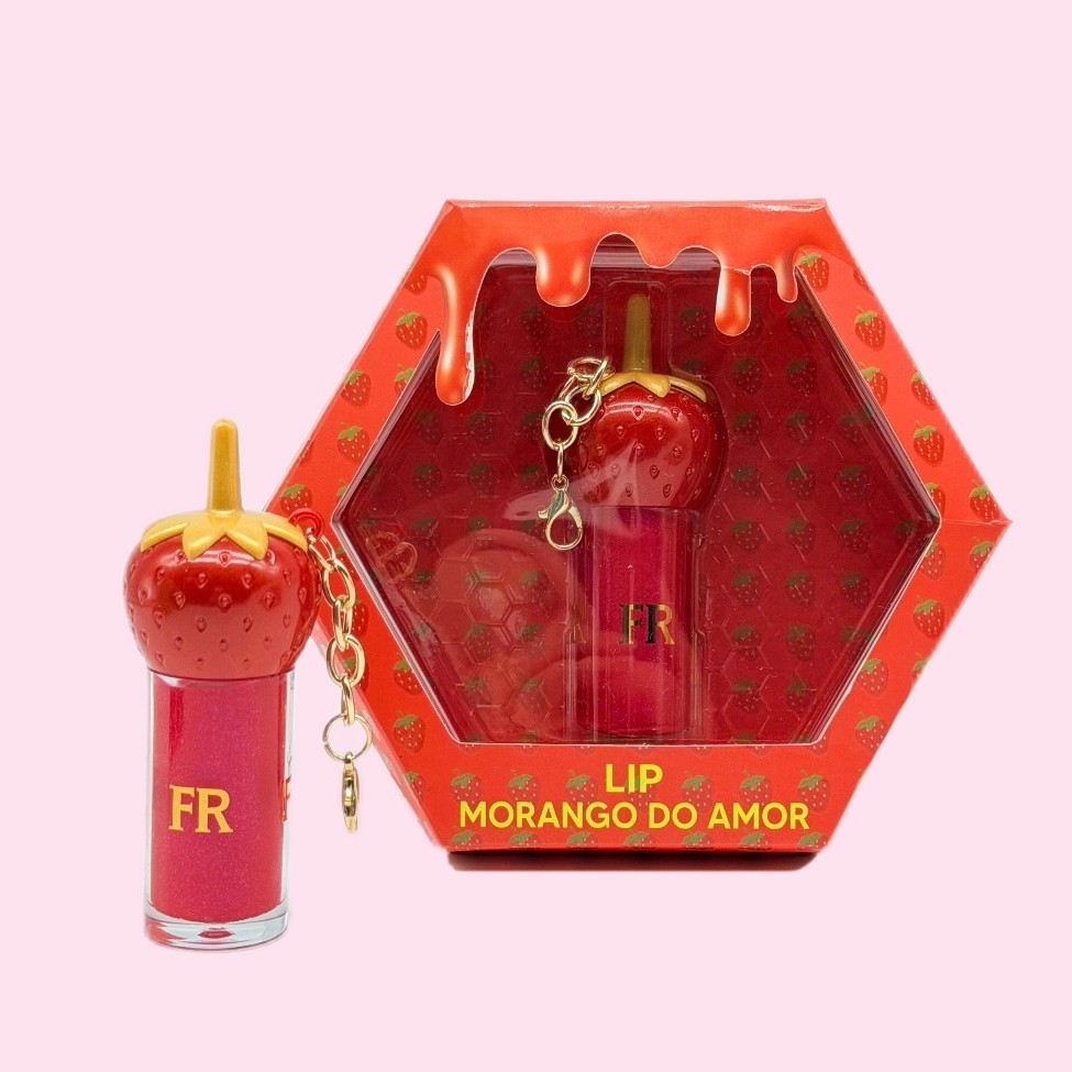Lip Gloss Hidratante com Aroma de Morango | Brilho Natural | Com Chaveiro em Oferta na Shopee