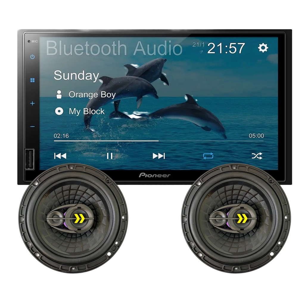 Central Multimidia Pioneer Golfinho Dmh 145Br C/ Par Alto Falante Bravox Revo6 140 Wmrs