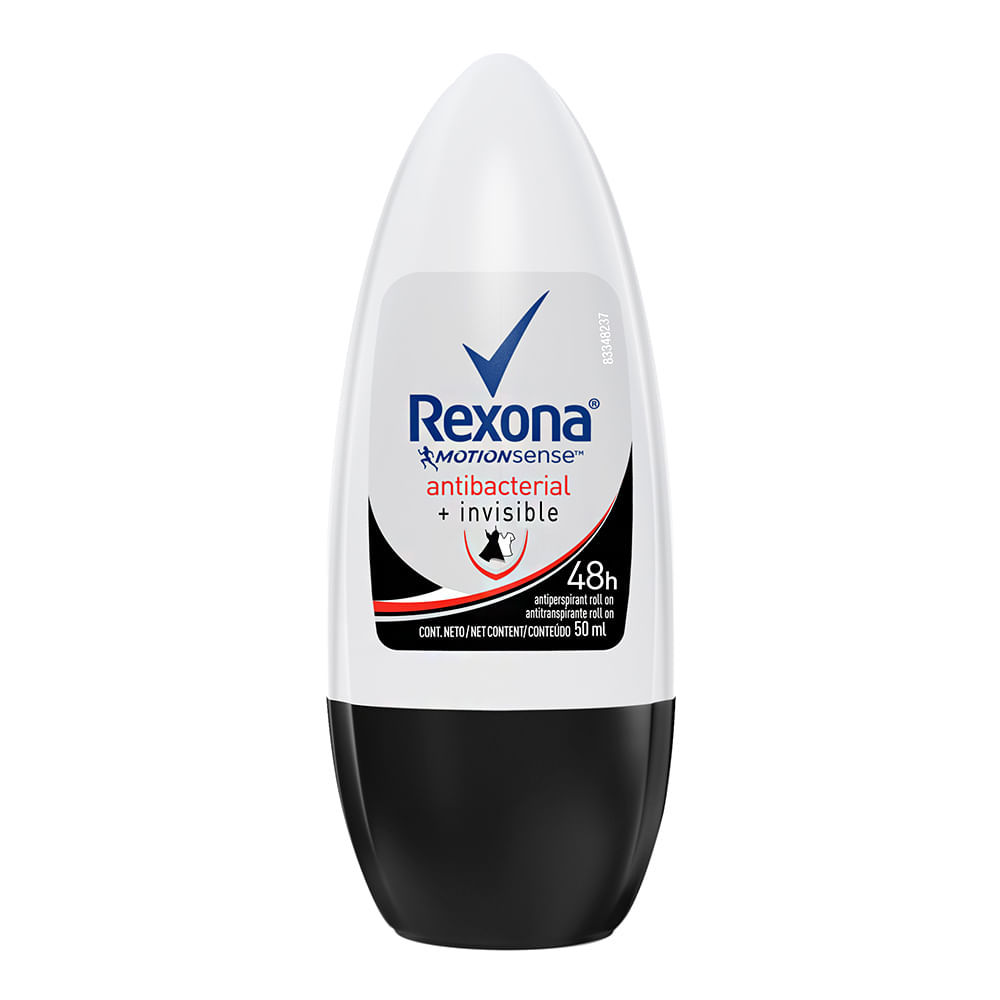 Desodorante Antitranspirante Rexona Antibacterial + Invisible Roll-on com 50ml em Oferta na Shopee