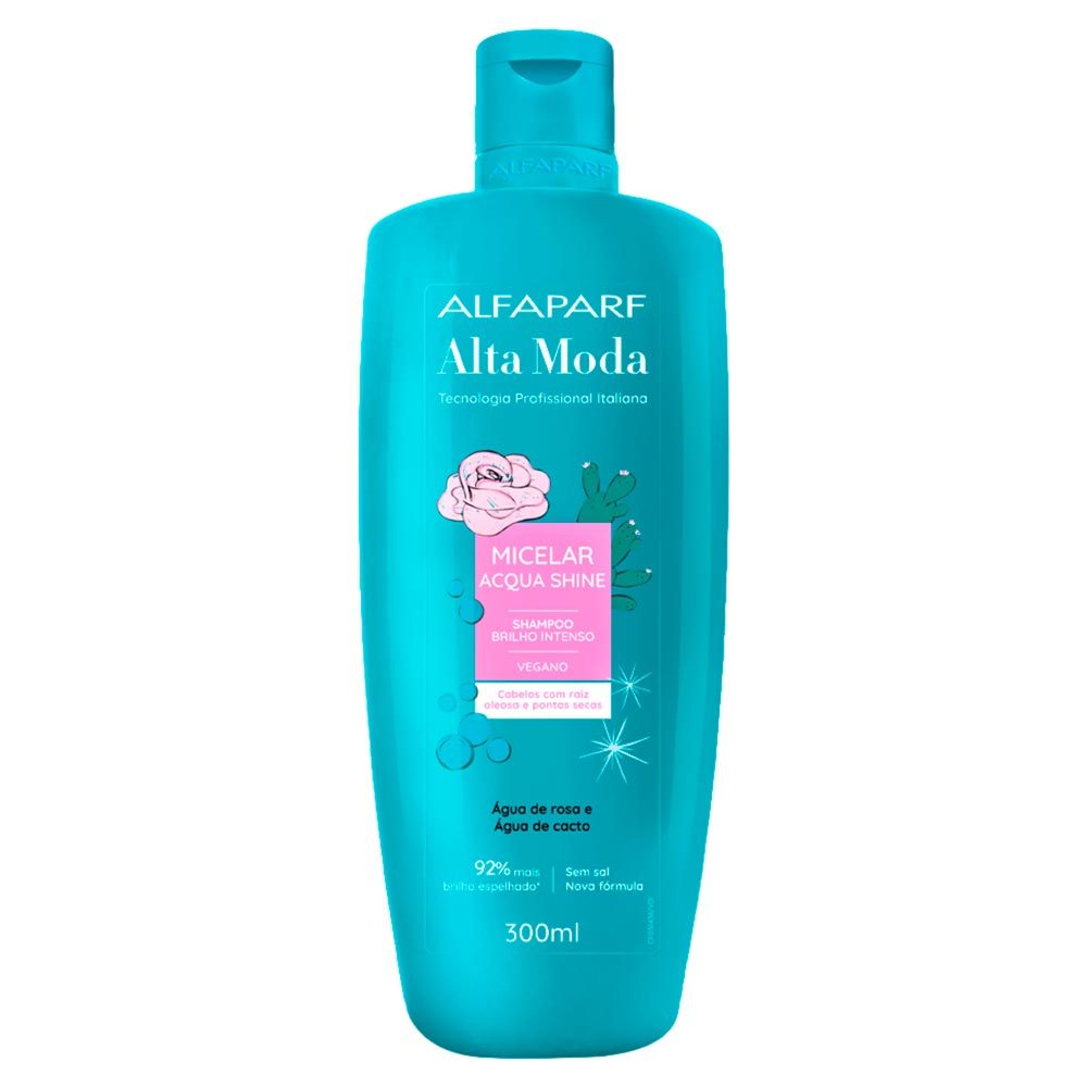 Shampoo Alfaparf Alta Moda Micelar Acqua Shine Água de Rosa e Água de Cacto 300ml em Oferta na Shopee
