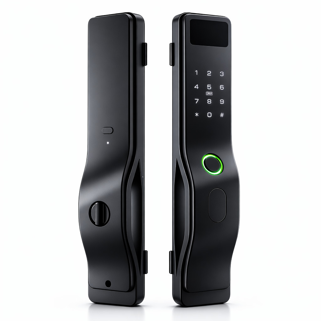 Fechadura Eletrônica Digital 5 em 1 Porta com Biometria Senha Touch WiFi App AITEK ALPHA 201 Preto Segurança Inteligente