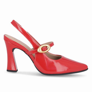 Sapato Slingback Silvana Salto Alto Vermelho em Oferta na Shopee