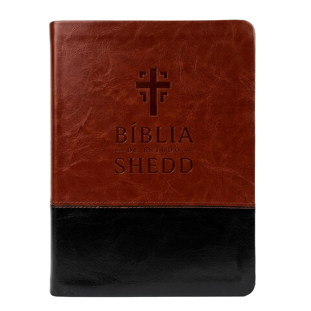 Bíblia de Estudo Shedd | A21 | Couro Sintético Marrom e Preto em Oferta na Shopee