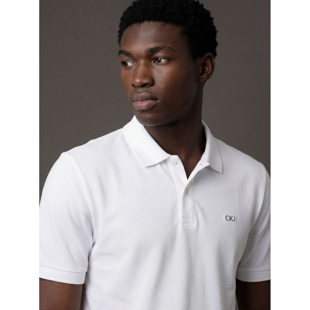 Polo Masculina Logo Bordado Calvin Klein Jeans - Branco em Oferta na Shopee