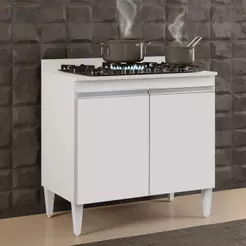Balcão para Cooktop 80cm 2 Portas Flórida Branco - Lumil