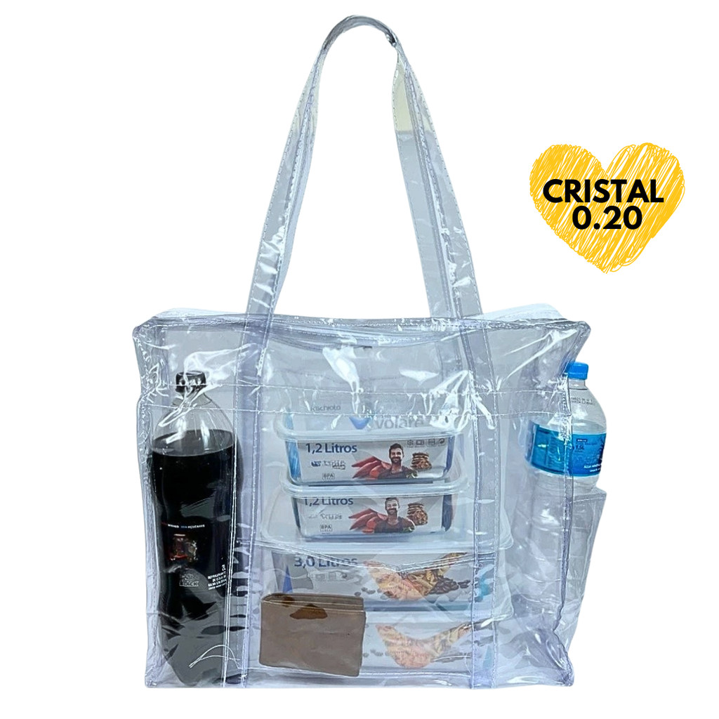 Sacola Bolsa Transparente PVC Jumbo Presidio Praia Maternidade Reforçado Cristal