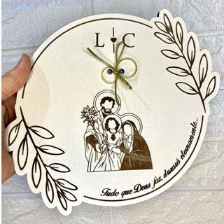 Porta Aliança Sagrada Família Personalizado com Iniciais - MDF Branco 25cm em Oferta na Shopee