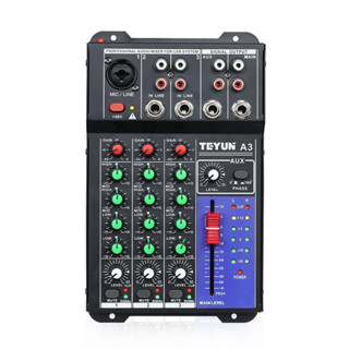 TEYUN 3 Canais Mixer De Áudio  A3 Console De Mixagem De Som Portátil Profissional Entrada de computador Para Música em Oferta na Shopee