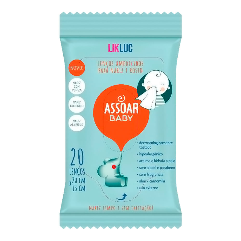 Assoar Baby Lenços Umedecidos para Nariz e Rosto LikLuc 20 Unidades em Oferta na Shopee