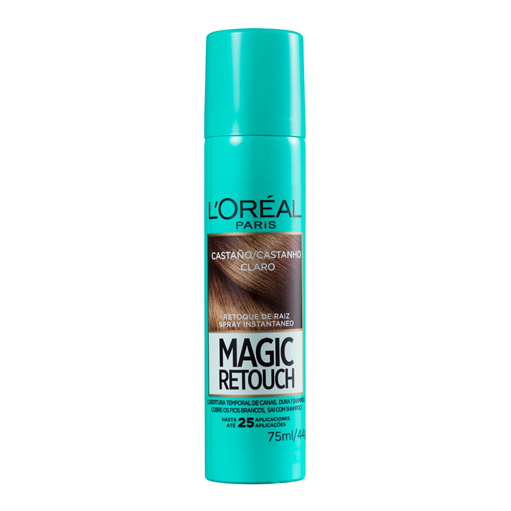 Magic Retouch L'oréal Castanho Claro Spray Instantâneo para Retoque de Raiz 75ml em Oferta na Shopee