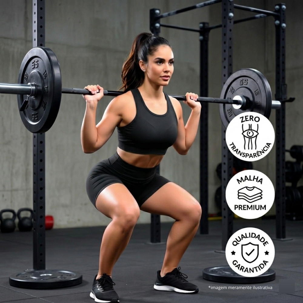 Conjunto Academia e Crossfit Feminino Malha Premium Shorts Anti-Transparência Top Fitness Resistente