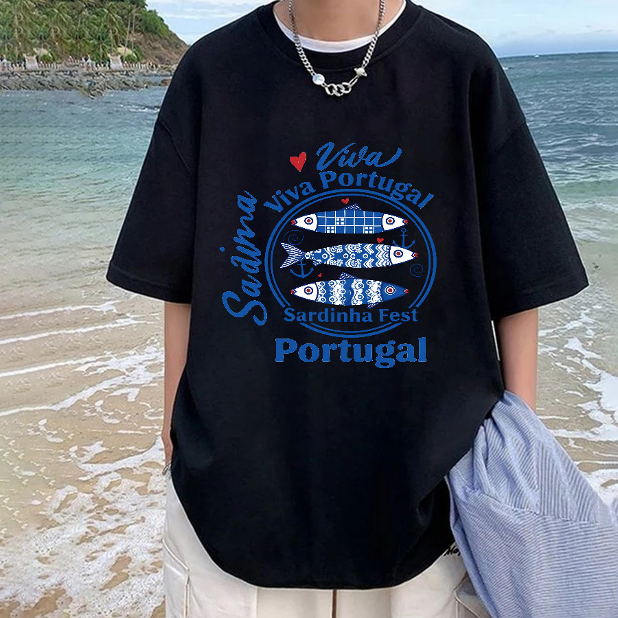 Camiseta Masculina Estampa Sardinha Fest Portugal Viva Portugal Moderna Estilosa Premium Praia