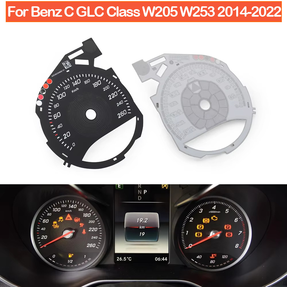 Interior Frente Traço Velocímetro Quilômetro Decalques Adesivo Para Mercedes BENZ GLC Classe C W253 W205 2014-2022