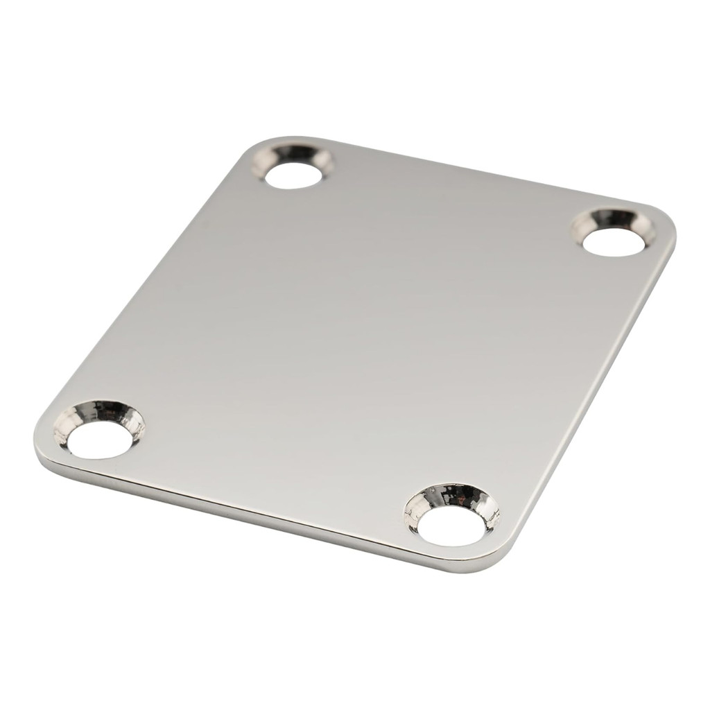 Neck Plate Cromado 4 Furos Para Guitarra Stratocaster Telecaster