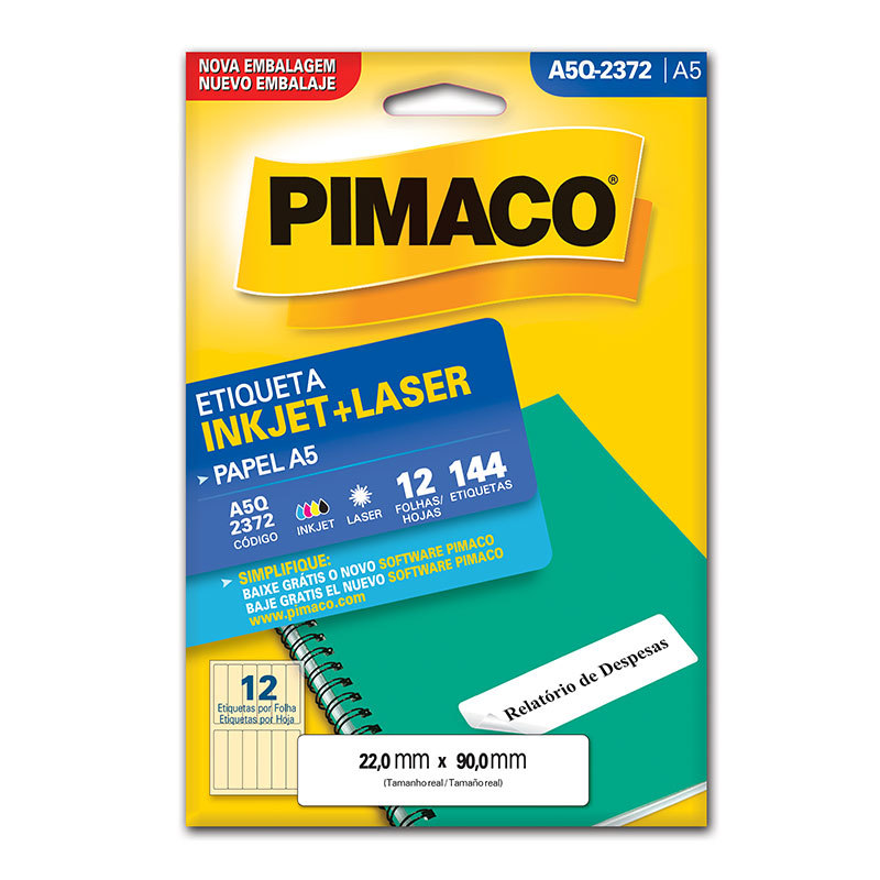 Etiqueta inkjet/laser A5Q2372 com 12 folhas Pimaco