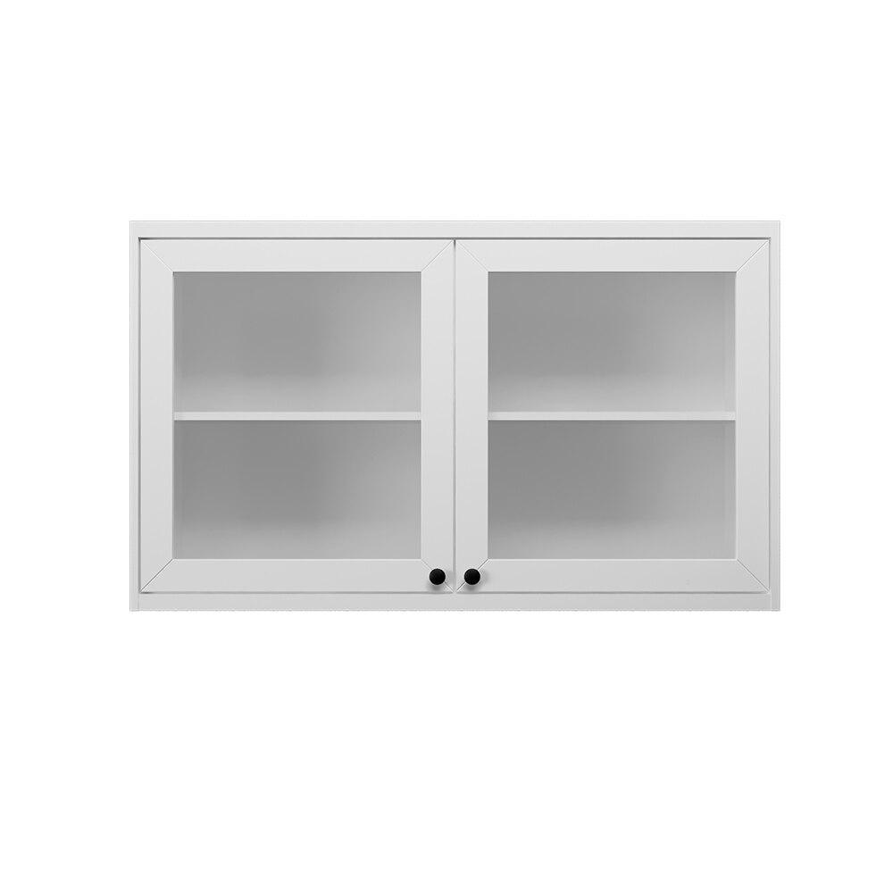 Armário Aéreo MDF Herval Viana, com Vidro, 2 Portas, Branco Ártico, 120 cm