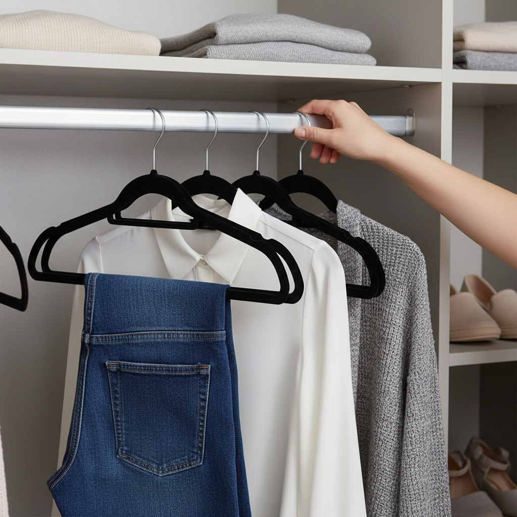 Kit 10 Cabides Slim Veludo Organizador Antideslizante Roupas Achadinhos Básico Resistente Decorativo