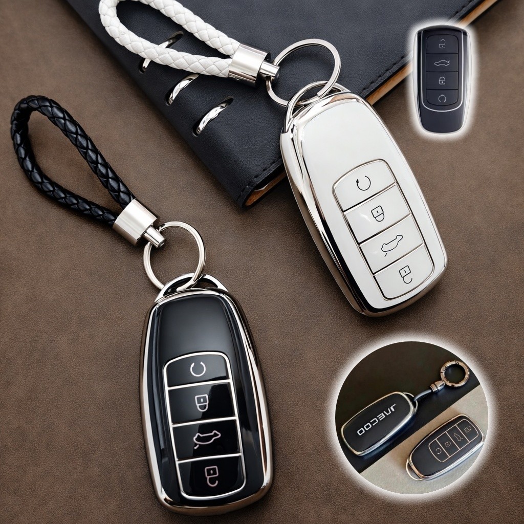 Capa de Chave Jaecoo 7 TPU Proteção Completa Anti Risco Smart Key Luxo com chaveiro
