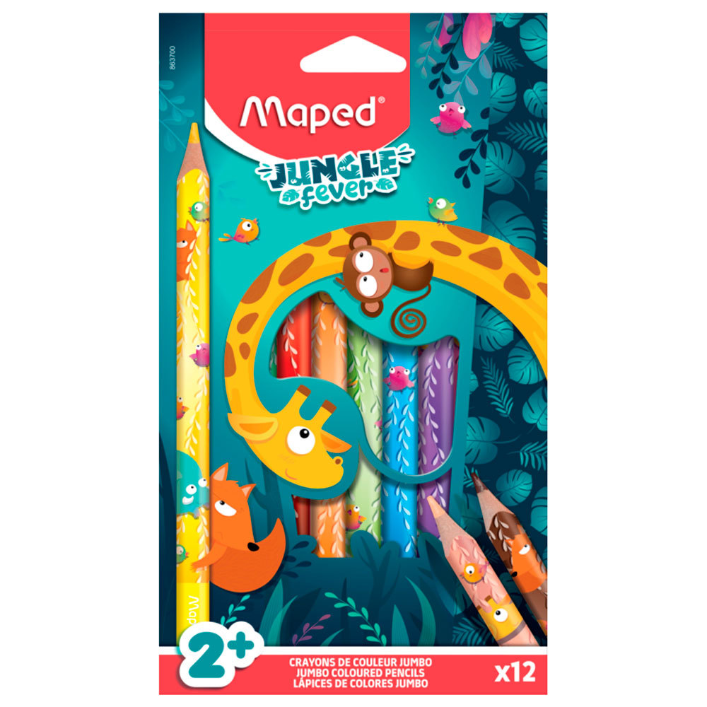 Imagem Lápis de cor Jungle Fever Jumbo 12 cores 863700 Maped