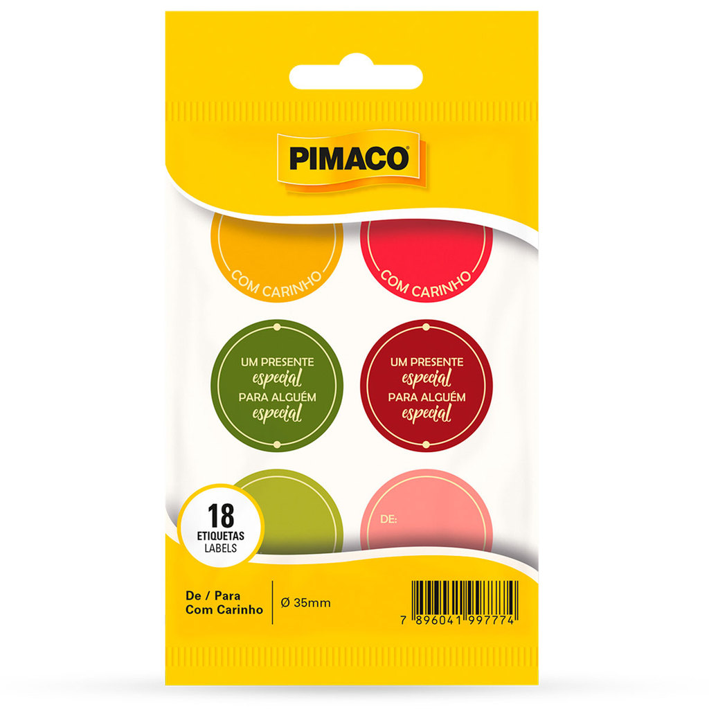 Etiqueta de/para carinho com 18 unidades Pimaco