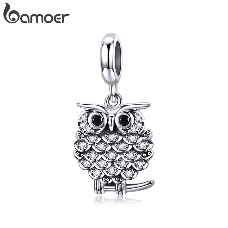 Bamoer Bead Cute Eyed Owl Pingente DIY Pulseira Colar Acessórios Para Presentes Femininos