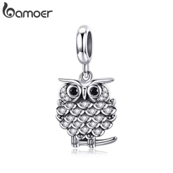 Bamoer Bead Cute Eyed Owl Pingente DIY Pulseira Colar Acessórios Para Presentes Femininos