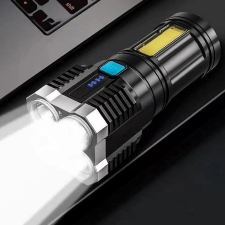 Lanterna MAIS forte do mundo Led Potente 1500m 4 Recarregável Usb  Ultra Brilhante Com Uso Externo De Longo Alcance