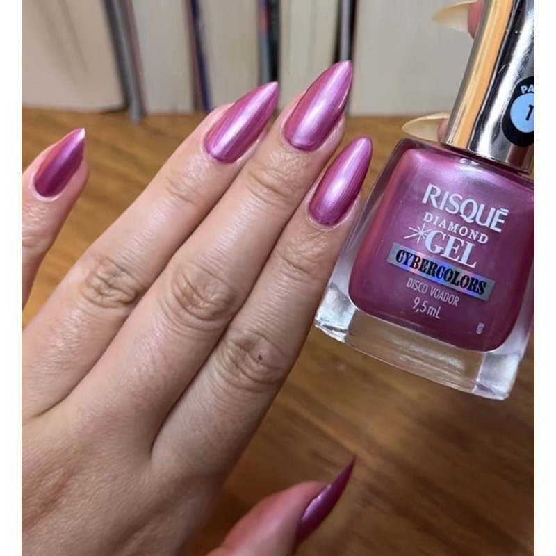 Esmalte Risqué Diamond Gel CyberColors Disco Voador 9,5ml.