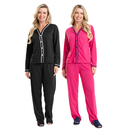 Kit 2 Pijamas Longos Feminino Adulto Americano