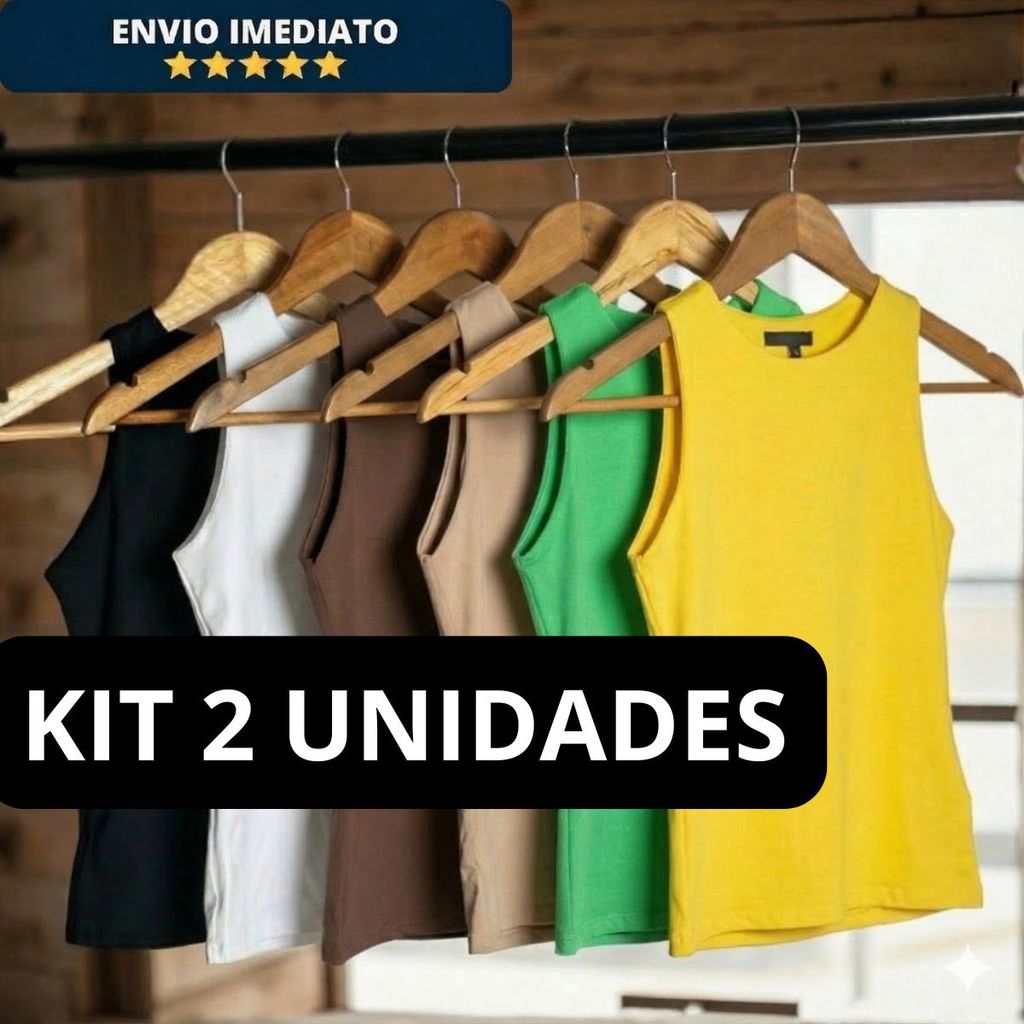 KIT 2 Regata Blusas Regatas Feminina Suplex Duplo Básica Elegante Tendencia