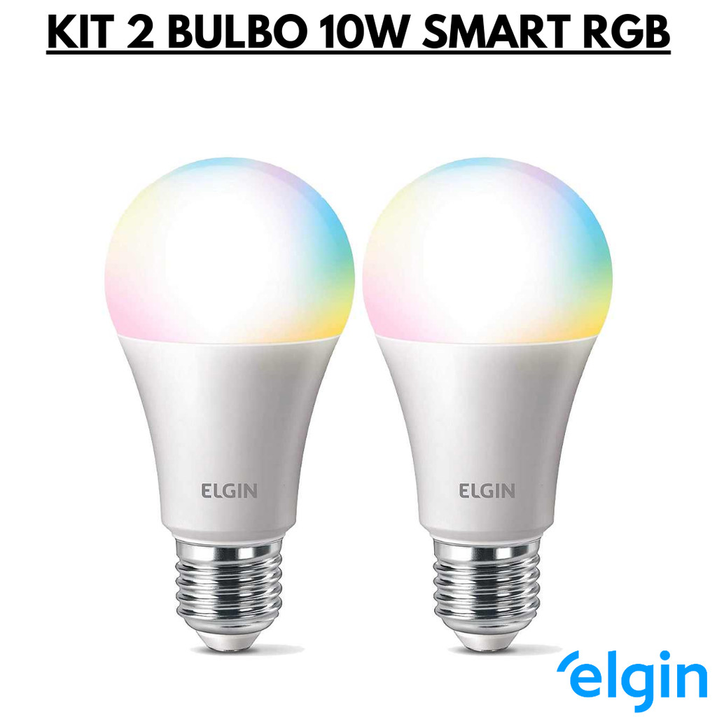 Kit 2 Lâmpada Led Bulbo 10w Wifi Smart Rgb Elgin