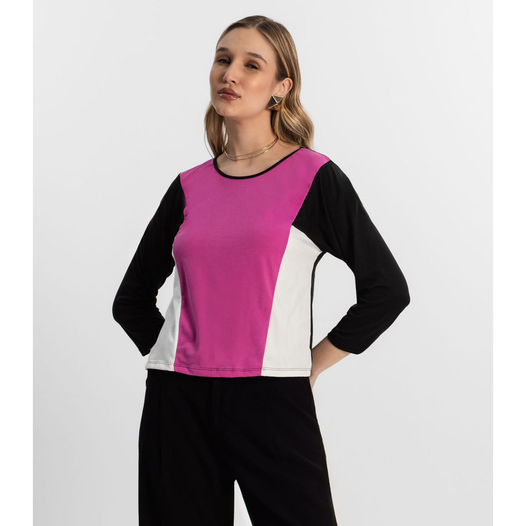 Blusa Manga 7/8 Rovitex Preto em Oferta na Shopee