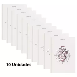 Kit 10 Caderneta Sem Pauta Anotações Moleskine | Coração Redimido Branco