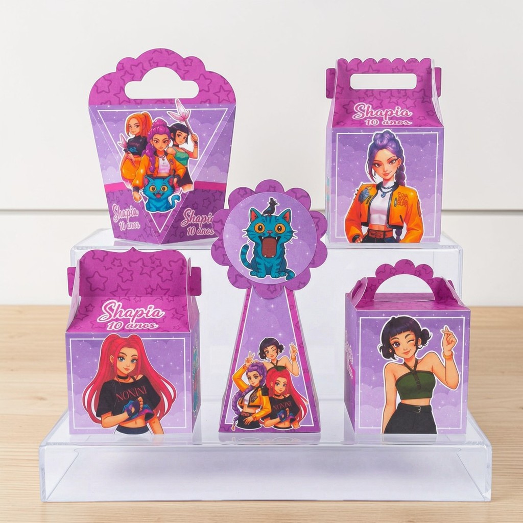 Personalizados GUERREIRAS DO K-POP  (PEGUE E MONTE) - kit festa - lembrancinha - aniversario - caixinhas personalizadas