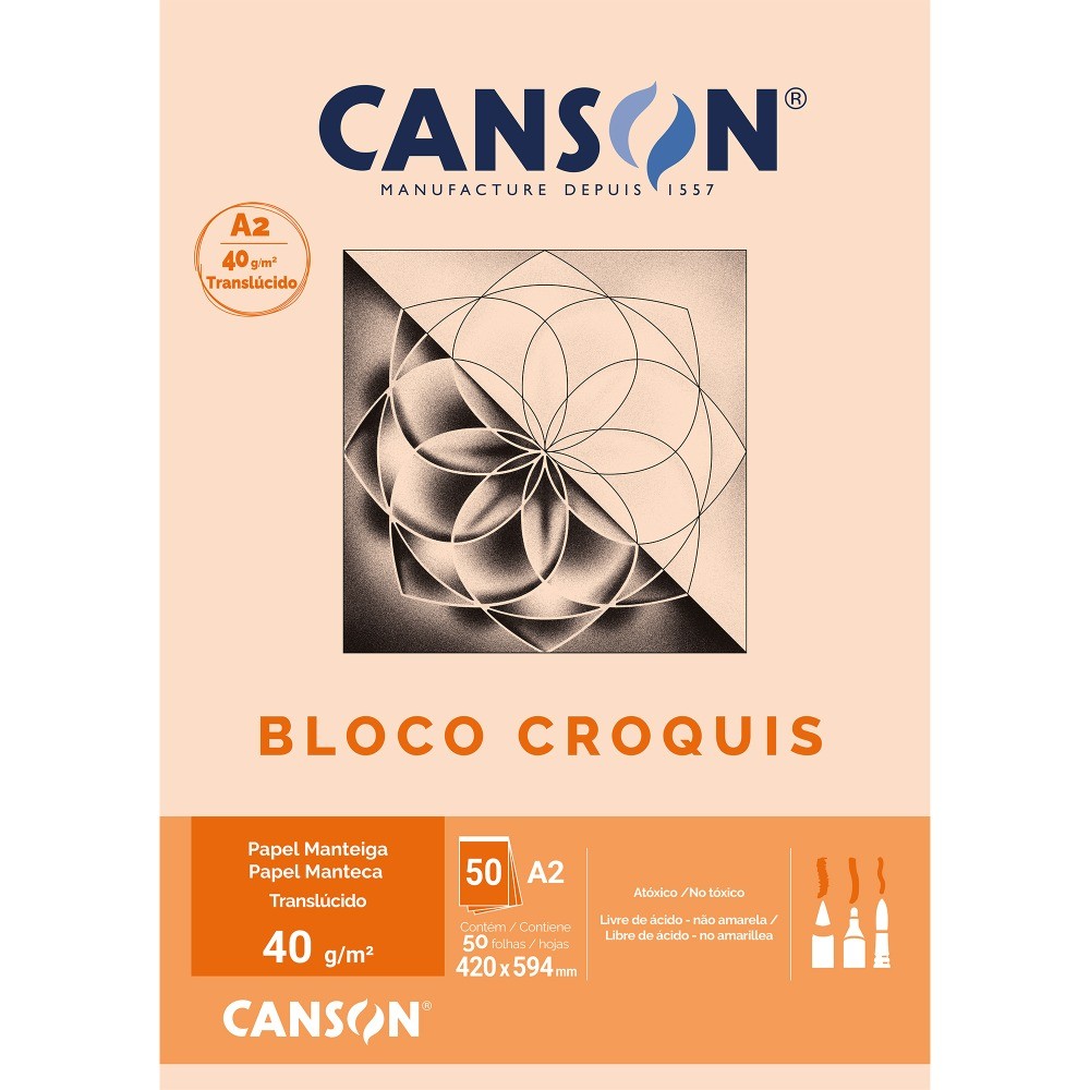 Bloco Croquis Canson 40g A2 50 Fls