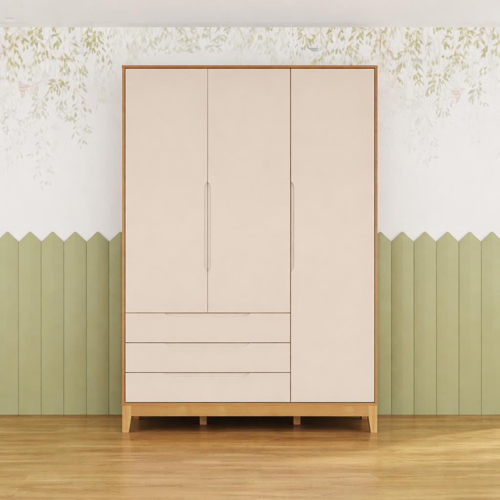 Guarda Roupa 3 Portas 100% Base Madeira Off White Carolina Baby
