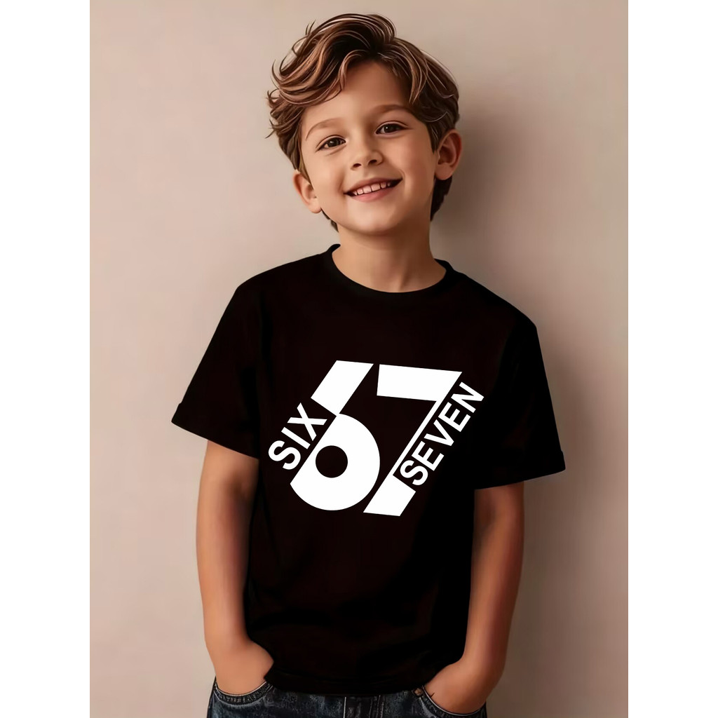 Camiseta Manga Curta Elegante de Verão para Meninos com Estampado de Desenhos Animados para Uso Casual ao Ar Livre, Mo
