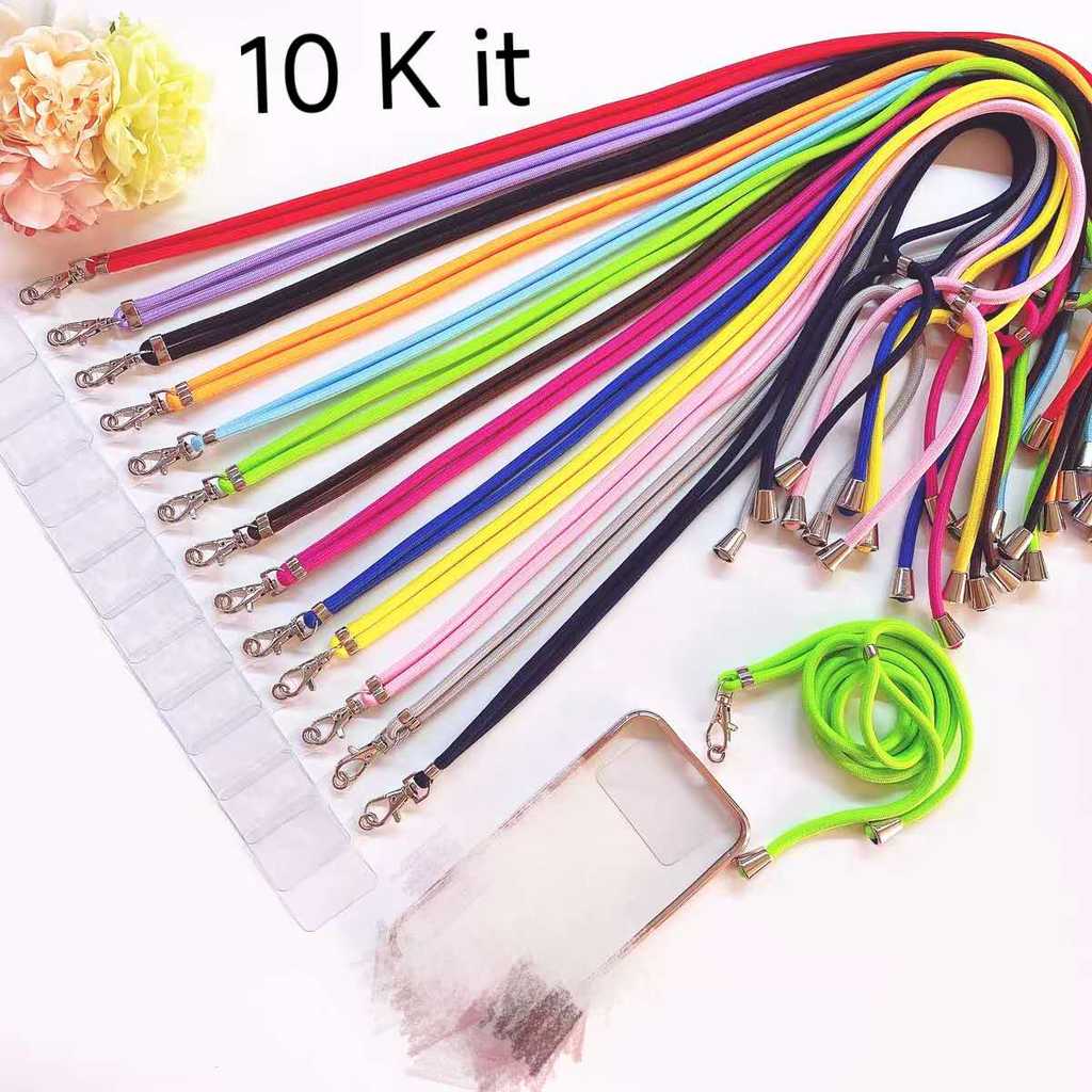 Kit 10 Cordão De Pescoço Ajustável para celular com suporte transparente REF-8207