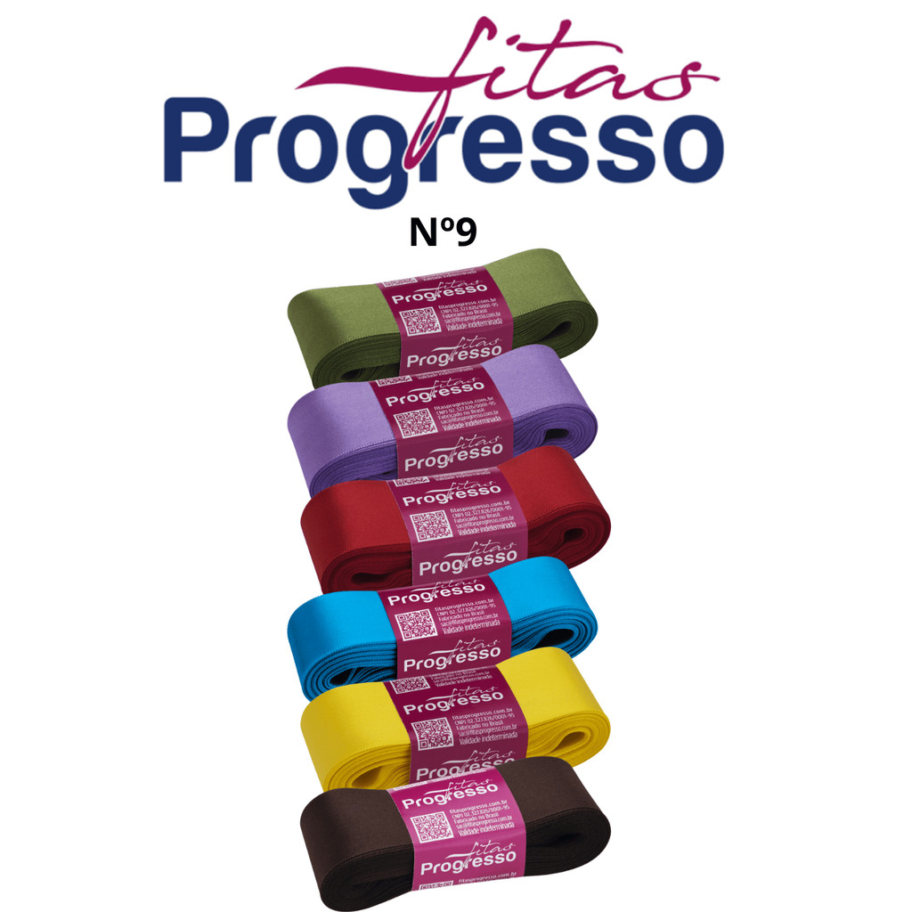 Fita de cetim progresso N9 com 38mm de largura peça com 10 metros