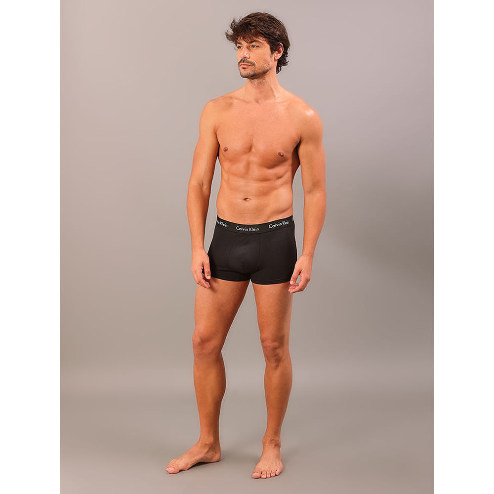 Kit 4 Cuecas Trunk Classic Cintura Baixa Com Elastano Calvin Klein Underwear - Branco + Preto + Mescla